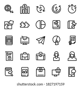 Conjunto de íconos de línea vectorial de negocios y finanzas para conceptos modernos, web y aplicaciones.
