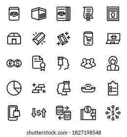 Conjunto de íconos de línea vectorial de negocios y finanzas para conceptos modernos, web y aplicaciones.
