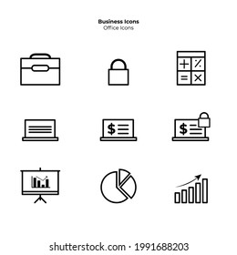 Set of vector line icons of business. Web, Apps, Icons, Flat, vector