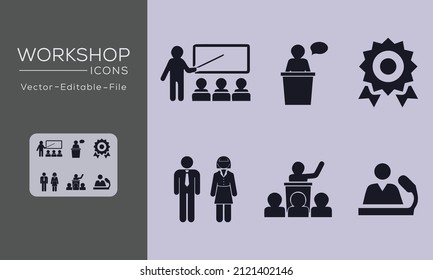 Set of vector line icons of business training for modern concepts, web and apps.