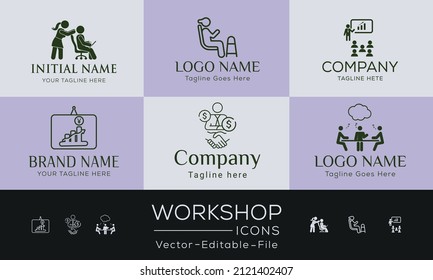 Set of vector line icons of business training for modern concepts, web and apps.