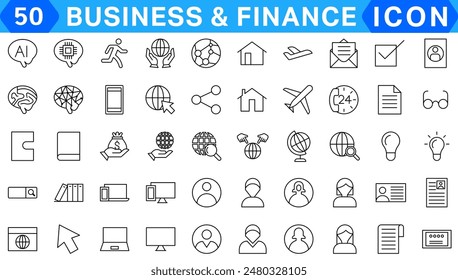 Set Vector Line Icons of Business and Finance.
