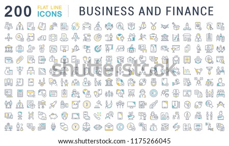 Set of vector line icons of business and finance for modern concepts, web and apps.