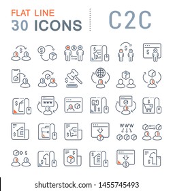 Set of vector line icons of c2c for modern concepts, web and apps.