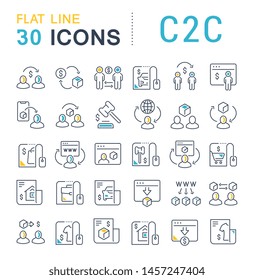 Set of vector line icons of c2c for modern concepts, web and apps.