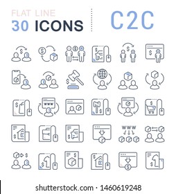 Set of vector line icons of c2c for modern concepts, web and apps.