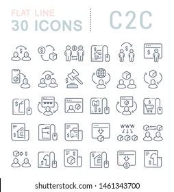 Set of vector line icons of c2c for modern concepts, web and apps.