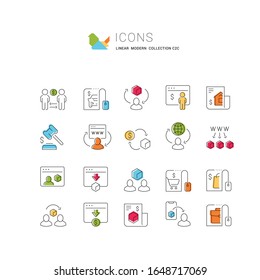 Set of vector line icons of c2c for modern concepts, web and apps.