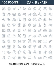 Set of vector line icons of car repair for modern concepts, web and apps.