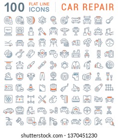 Set Of Vector Line Icons Of Car Repair For Modern Concepts, Web And Apps.