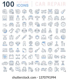 Set of vector line icons of car repair for modern concepts, web and apps.