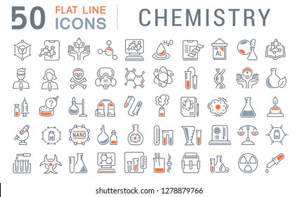 Set of vector line icons of chemistry for modern concepts, web and apps.