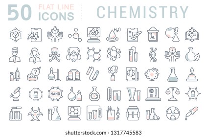 Set of vector line icons of chemistry for modern concepts, web and apps.