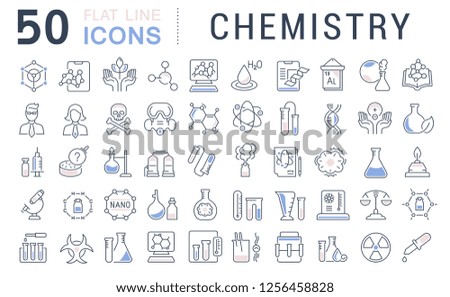 Set of vector line icons of chemistry for modern concepts, web and apps.