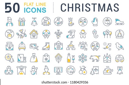 Set of vector line icons of christmas for modern concepts, web and apps.