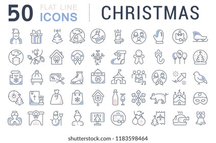 Set of vector line icons of christmas for modern concepts, web and apps.