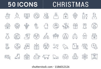 Set of vector line icons of christmas for modern concepts, web and apps.