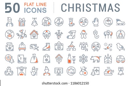 Set of vector line icons of christmas for modern concepts, web and apps.