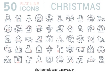 Set of vector line icons of christmas for modern concepts, web and apps.