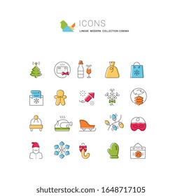 Set von Vektorillustration Linie Symbole von Weihnachten für moderne Konzepte, Web und Apps.