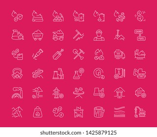 Set of vector line icons of coal mining for modern concepts, web and apps. 