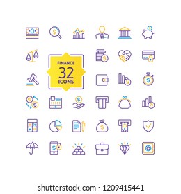 Set vector line icons colorful atm card banking in flat design with elements for mobile concepts and web apps. Collection modern infographic logo and pictogram.
