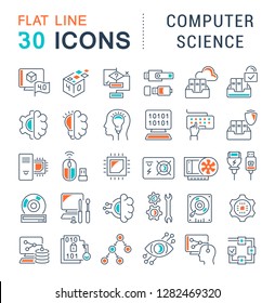 Set of vector line icons of computer science for modern concepts, web and apps.