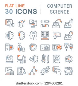 Set of vector line icons of computer science for modern concepts, web and apps.
