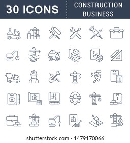 Set of vector line icons of construction business for modern concepts, web and apps. 