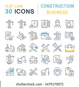 Set of vector line icons of construction business for modern concepts, web and apps. 