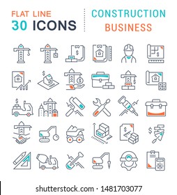 Set of vector line icons of construction business for modern concepts, web and apps. 