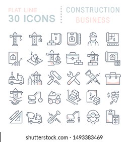 Set of vector line icons of construction business for modern concepts, web and apps. 