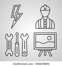 Set of Vector Line Icons of Construction
