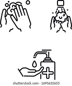Conjunto de iconos de línea vectorial (protección contra el coronavirus)