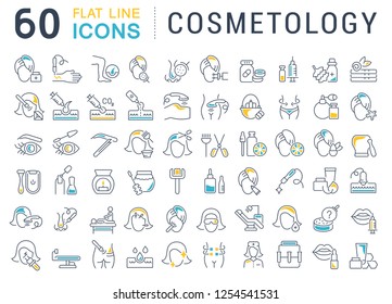 Set of vector line icons of cosmetology for modern concepts, web and apps.