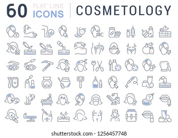 Set of vector line icons of cosmetology for modern concepts, web and apps.