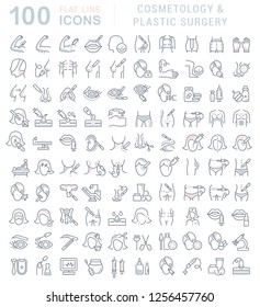 Set of vector line icons of cosmetology and plastic surgery for modern concepts, web and apps. 