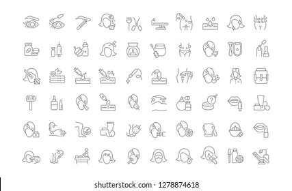 Set of vector line icons of cosmetology for modern concepts, web and apps.