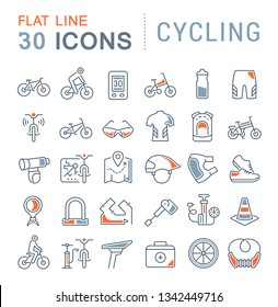 Set of vector line icons of cycling for modern concepts, web and apps. 