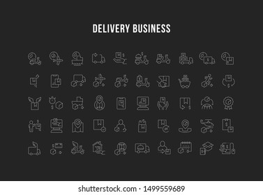 Set of vector line icons of delivery business for modern concepts, web and apps. 