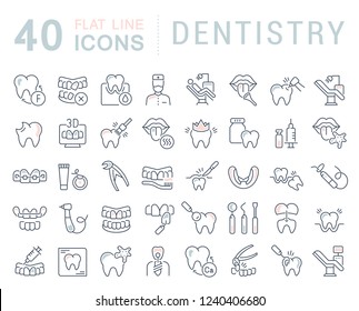 Set of vector line icons of dentistry for modern concepts, web and apps.