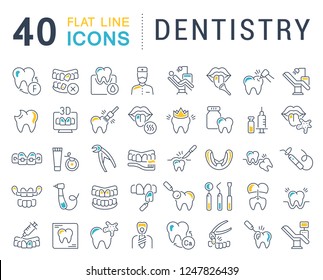 Set of vector line icons of dentistry for modern concepts, web and apps.