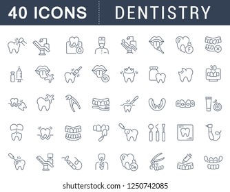 Set of vector line icons of dentistry for modern concepts, web and apps.