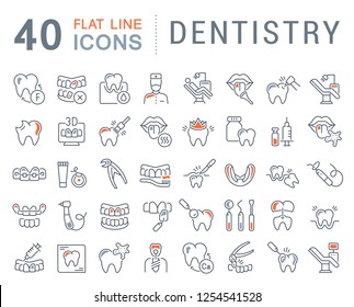 Set of vector line icons of dentistry for modern concepts, web and apps.