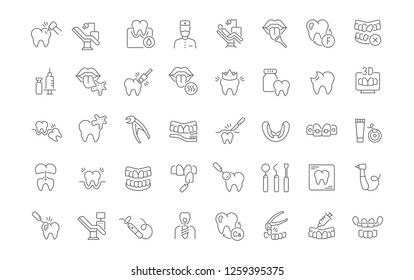 Set of vector line icons of dentistry for modern concepts, web and apps.