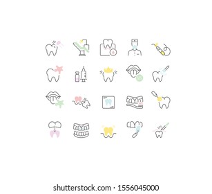 Set of vector line icons of dentistry for modern concepts, web and apps.
