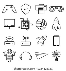 Set vektorline icons design technology Collection moderne infographic pitogram. Vorlagenvektor