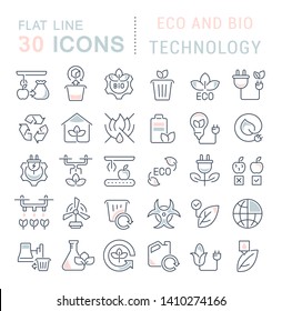 Set of vector line icons of eco and bio technology for modern concepts, web and apps. 