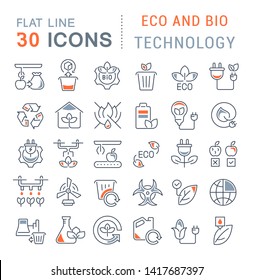 Set of vector line icons of eco and bio technology for modern concepts, web and apps. 