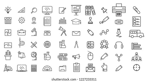 Set of vector line icons for education, Collection modern logo and pictogram.